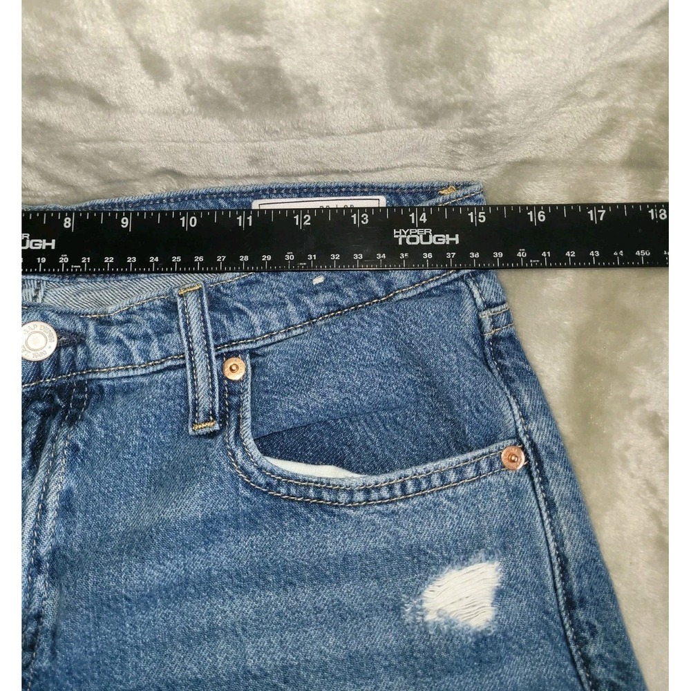 Gap Baggy Mid Rise Jeans Womens 29/8R Blue Medium Wash Wide Leg Distressed - Picture 5 of 8